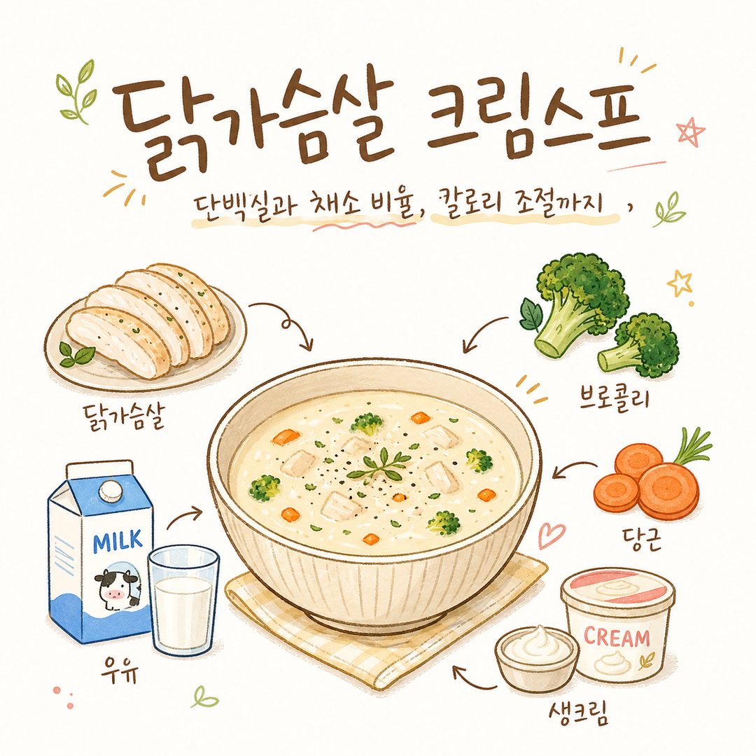 닭가슴살 크림스프 — 단백질과 채소 비율, 칼로리 조절까지